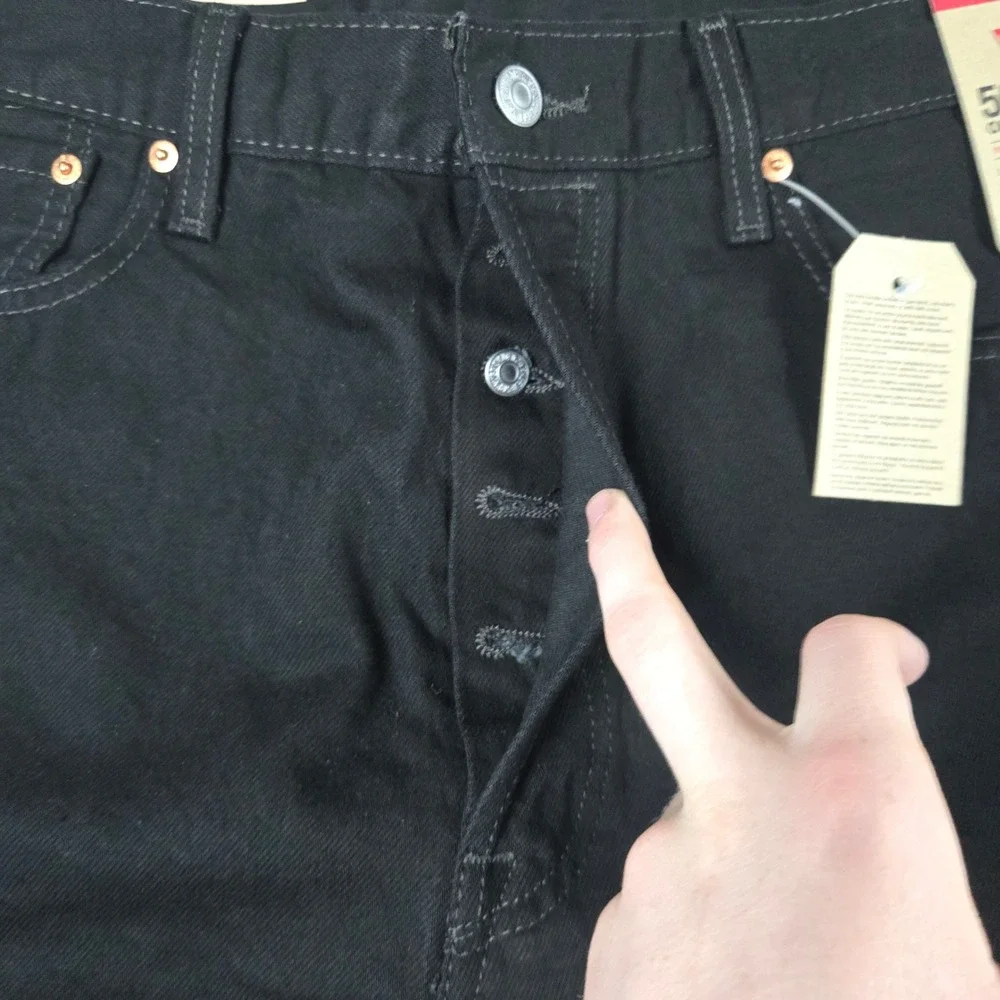 Levi's 501 Original Jeans Mens 38x32 Black Denim Straight Leg Button Fly NWT